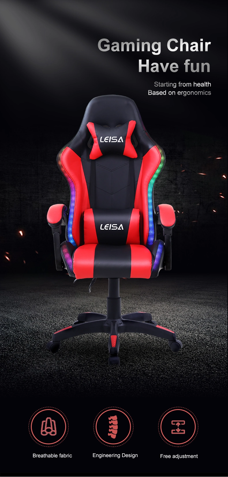 Factory Direct Sales of Large and High Rotating Leather PU Office Chair Ergonomic Gaming Chair