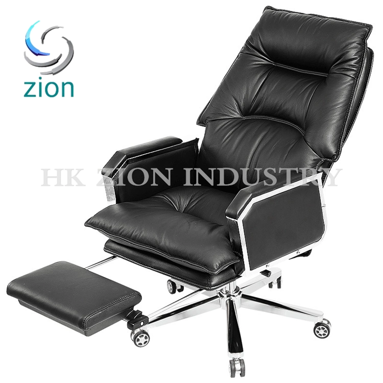 Luxury Ergonomic Office Chair Executive Boss Office Chairs Gaming Cowhide Brown Rotating High End Reclining Office Chair with Footrest and Massage