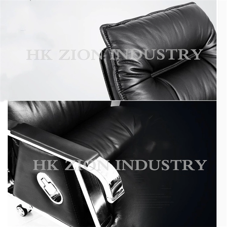 Luxury Ergonomic Office Chair Executive Boss Office Chairs Gaming Cowhide Brown Rotating High End Reclining Office Chair with Footrest and Massage