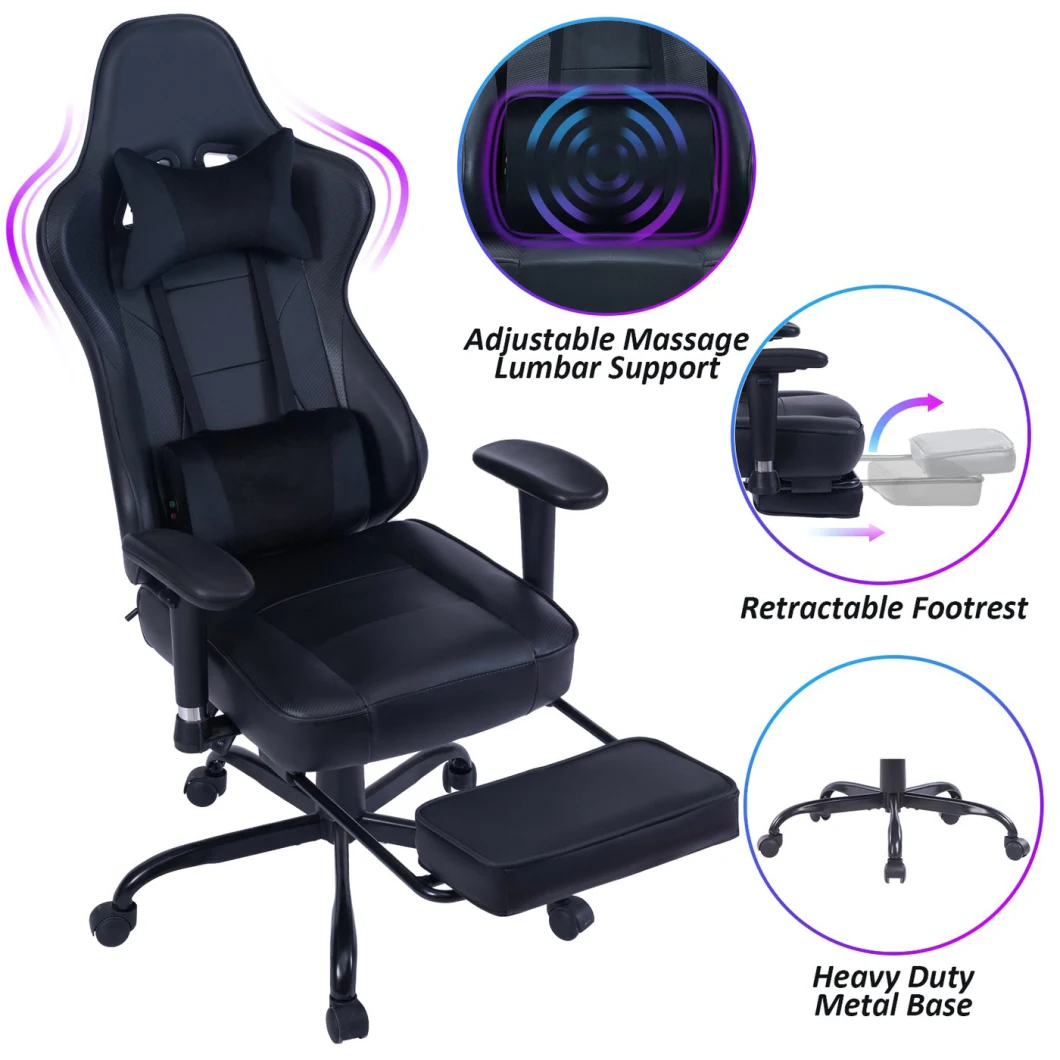 Racing Style Gaming Chair Sedia Di Gioco Adjustable Armrest Swivel Gaming Chair with Footrest