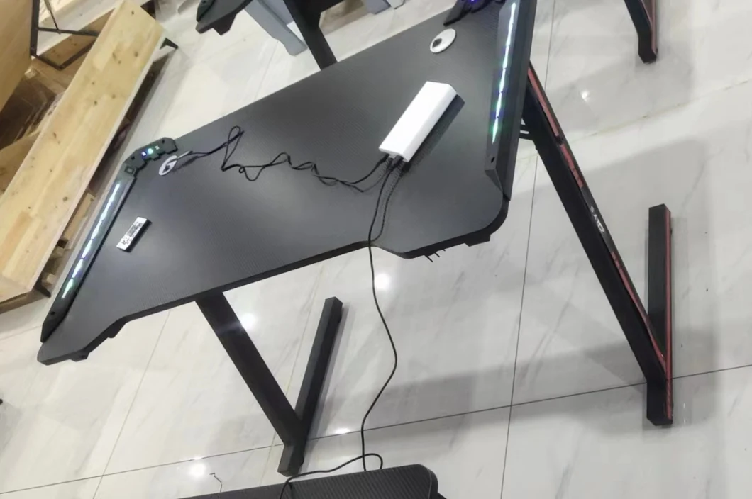 Height Adjustable Gaming PC Desk with RGB LED Lights Gaming Table